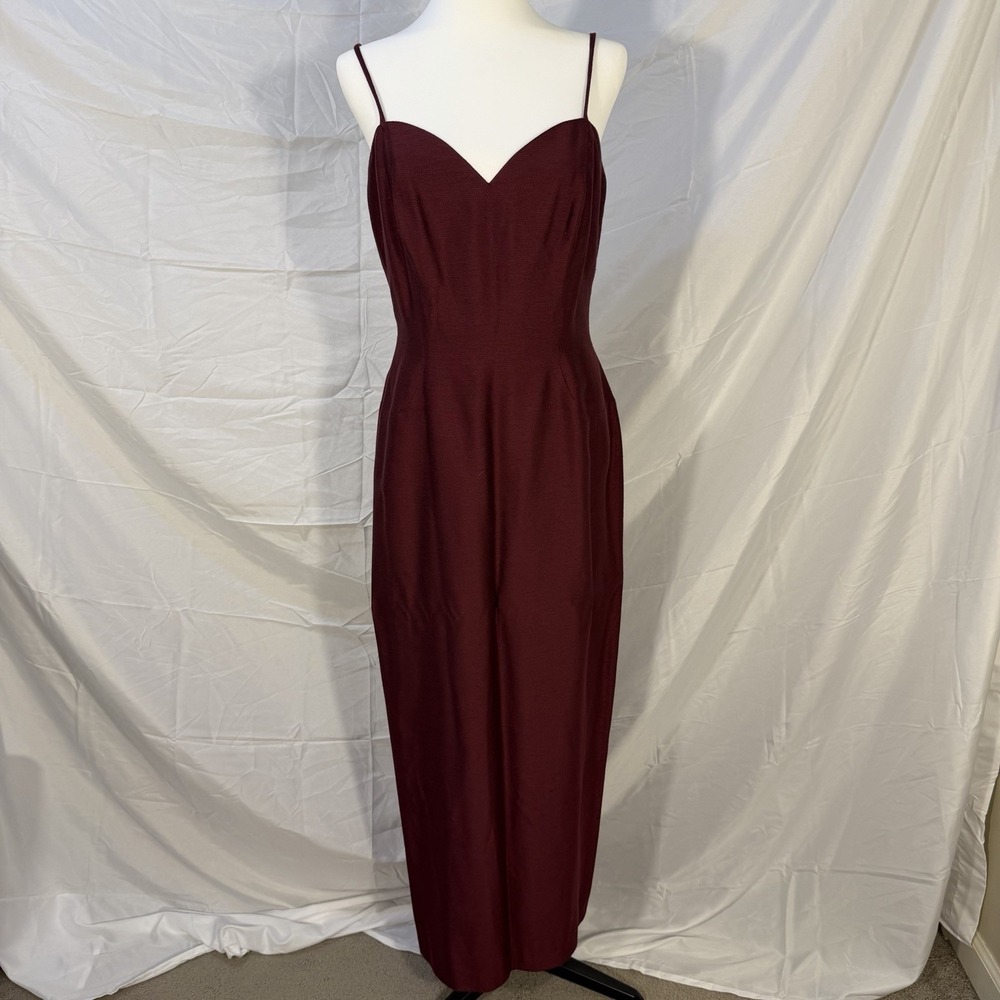Vintage House of Bianchi Boston NY Dress Burgundy 2pc Set Peplum Gown Medium